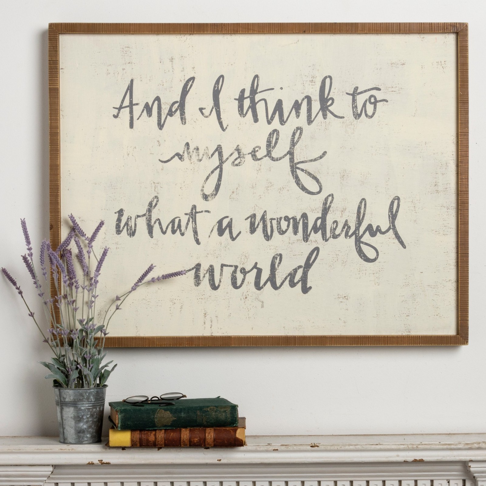 Primitives by Kathy What A Wonderful World Large Inset Wood Box Sign 32×25