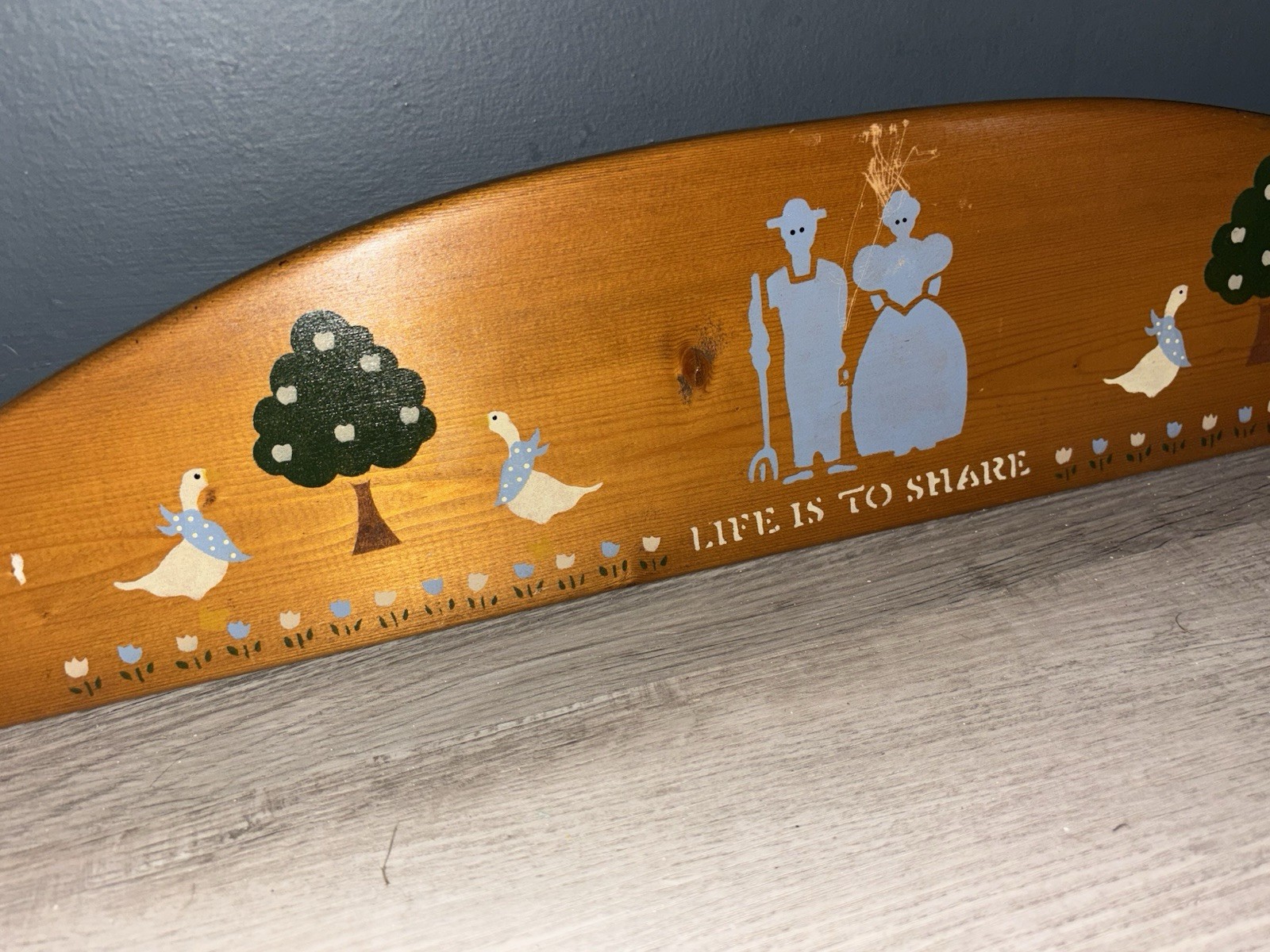 Wood Arch Wall Plaque Sign “Life Is To Share” Country Farmhouse Ready To Hang
