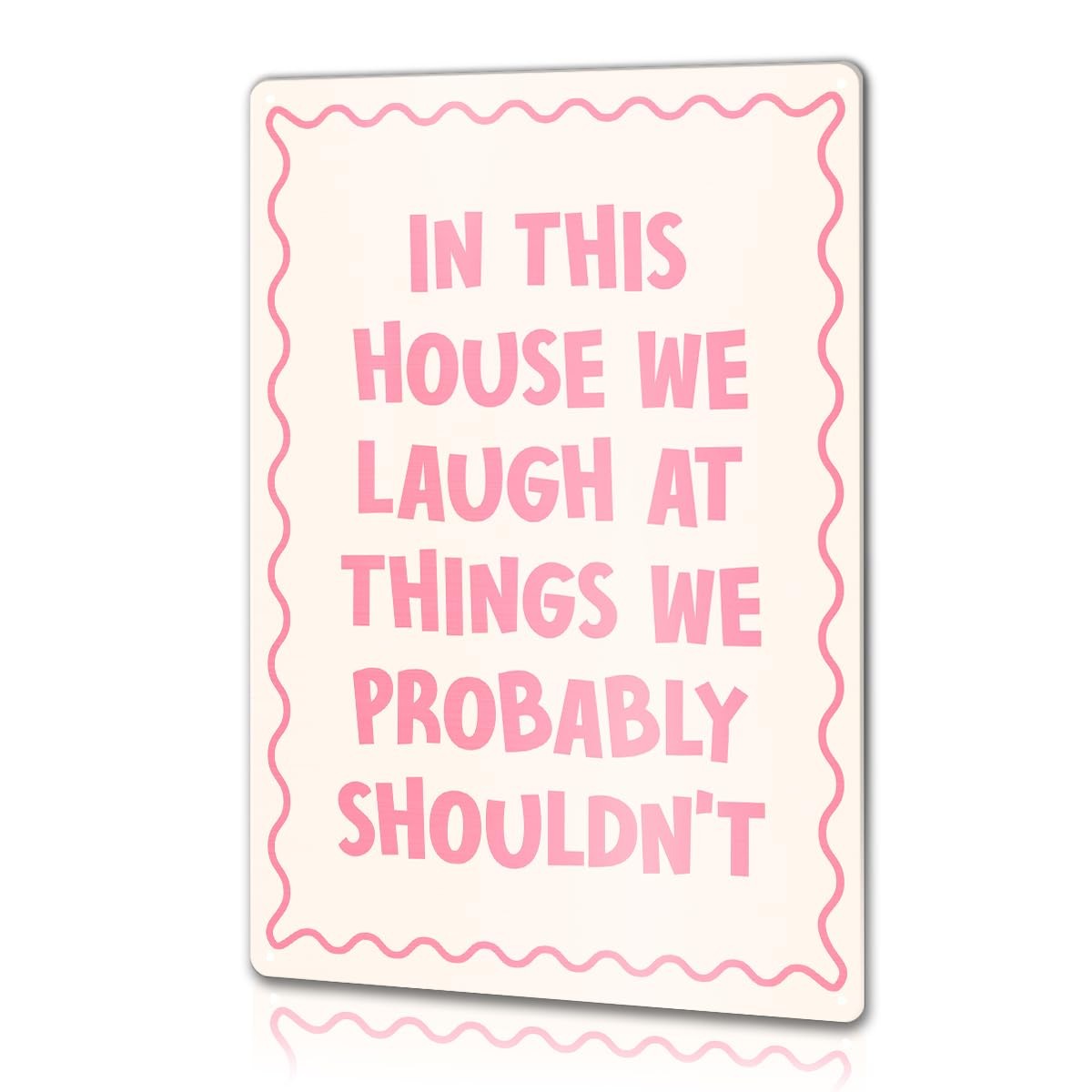 In This House We Laugh Pink Funny Quote Metal Signs Home Wall Decor 12 X 8 In…