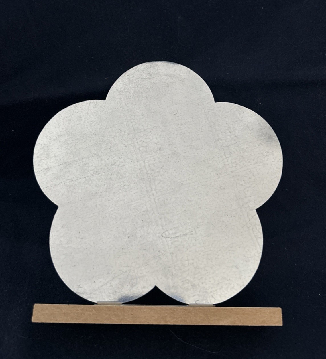 Galvanized Tin 6 Inch Flower On Wood Stand
