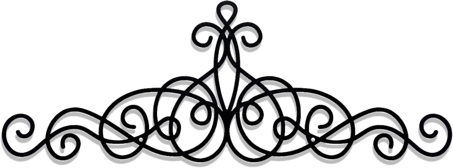 Zhengmy 15.7×5.5 Inch Rustic Metal Scroll Wall Art Black