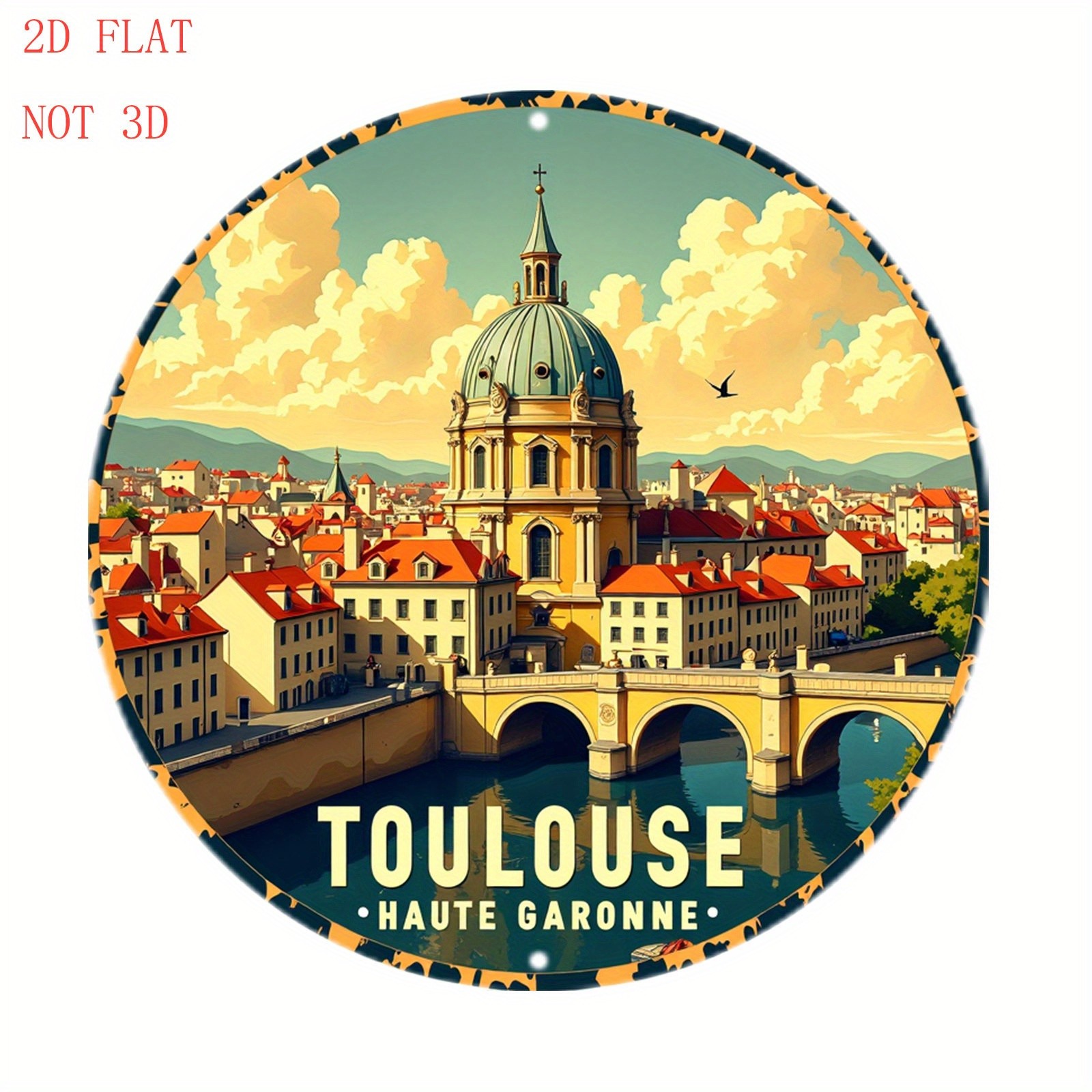 France Metal Sign Toulouse France City 8 Inch Round Aluminum Sign Funny