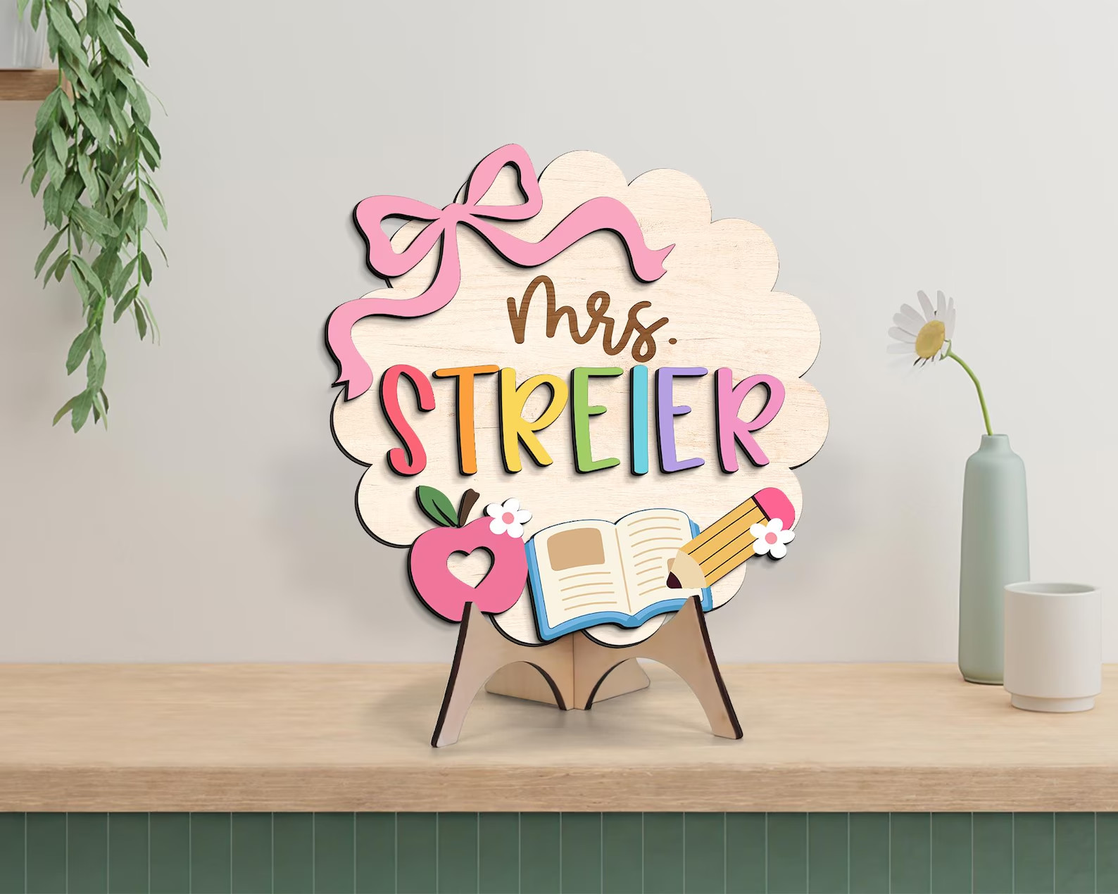 Personalized 2-layers Teacher Door Sign: Back to School Classroom Decor