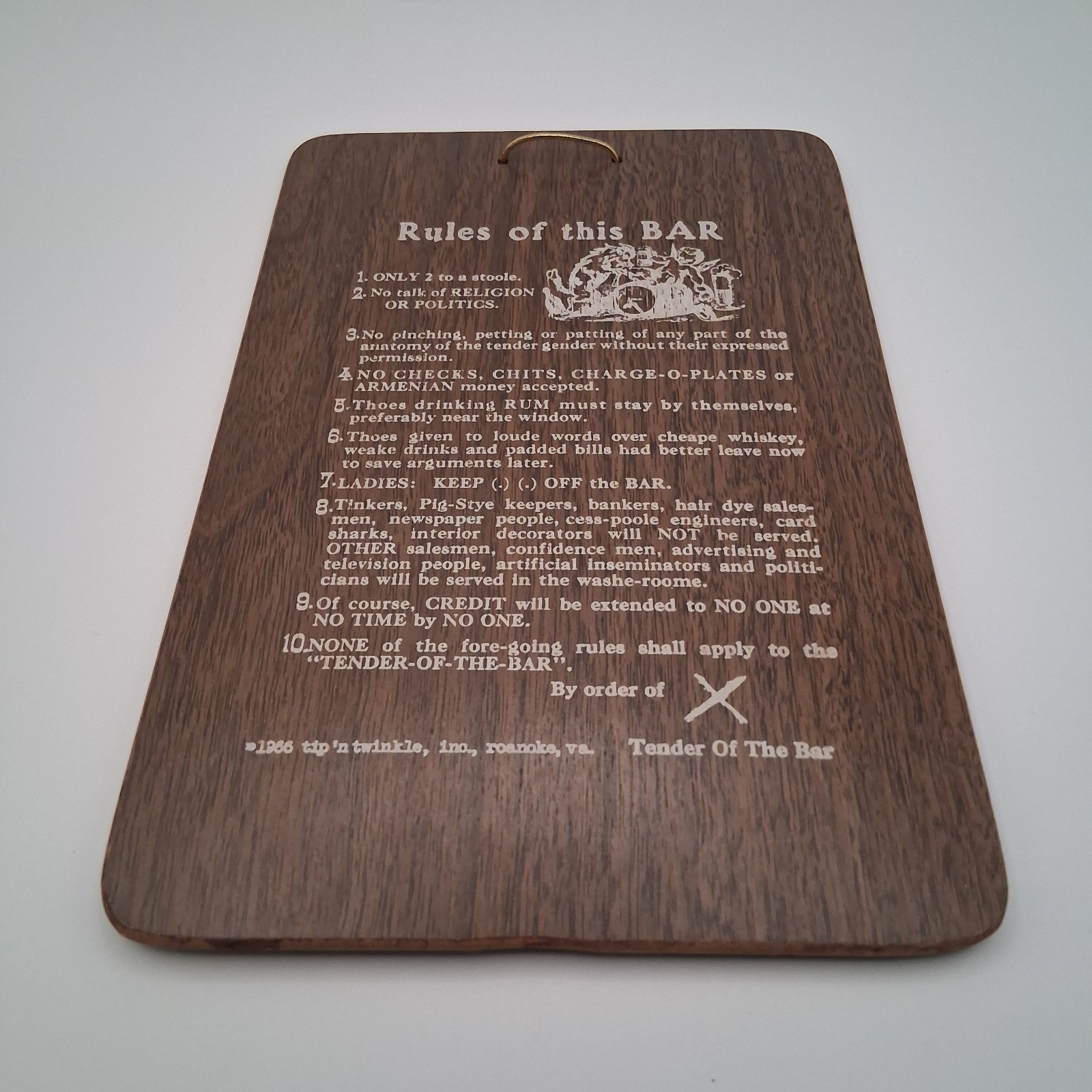 Vintage 60s Rules of This Bar Wooden Sign Plaque Funny 9″ X 6” Composite Wood