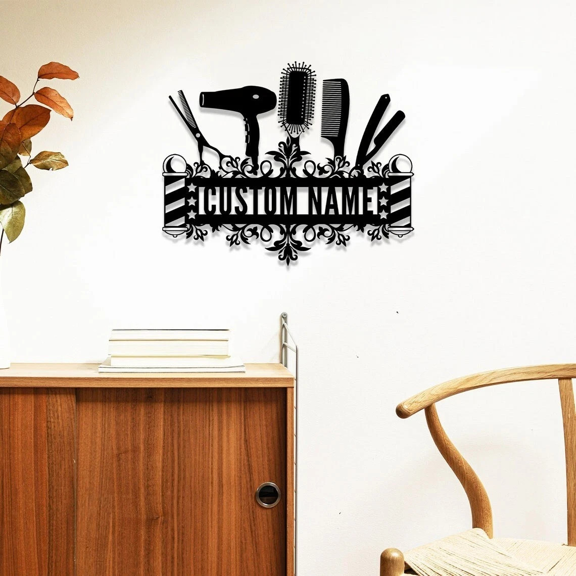 Personalized Hair Stylist Metal Sign Custom Name Hair Salon Barber Wall Art Deco