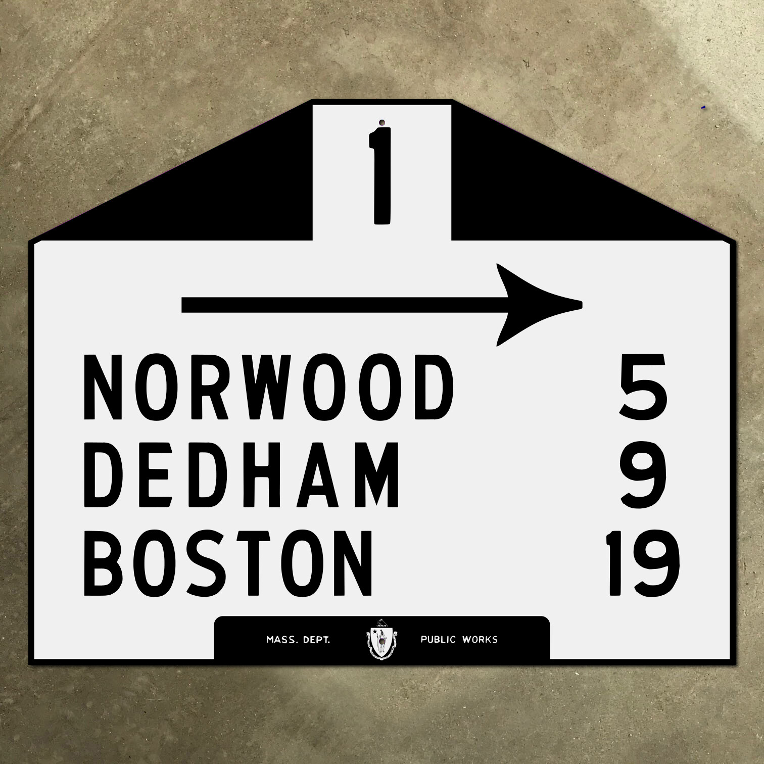 Norwood Dedham Boston Massachusetts US highway 1 marker road sign 1930 20×16
