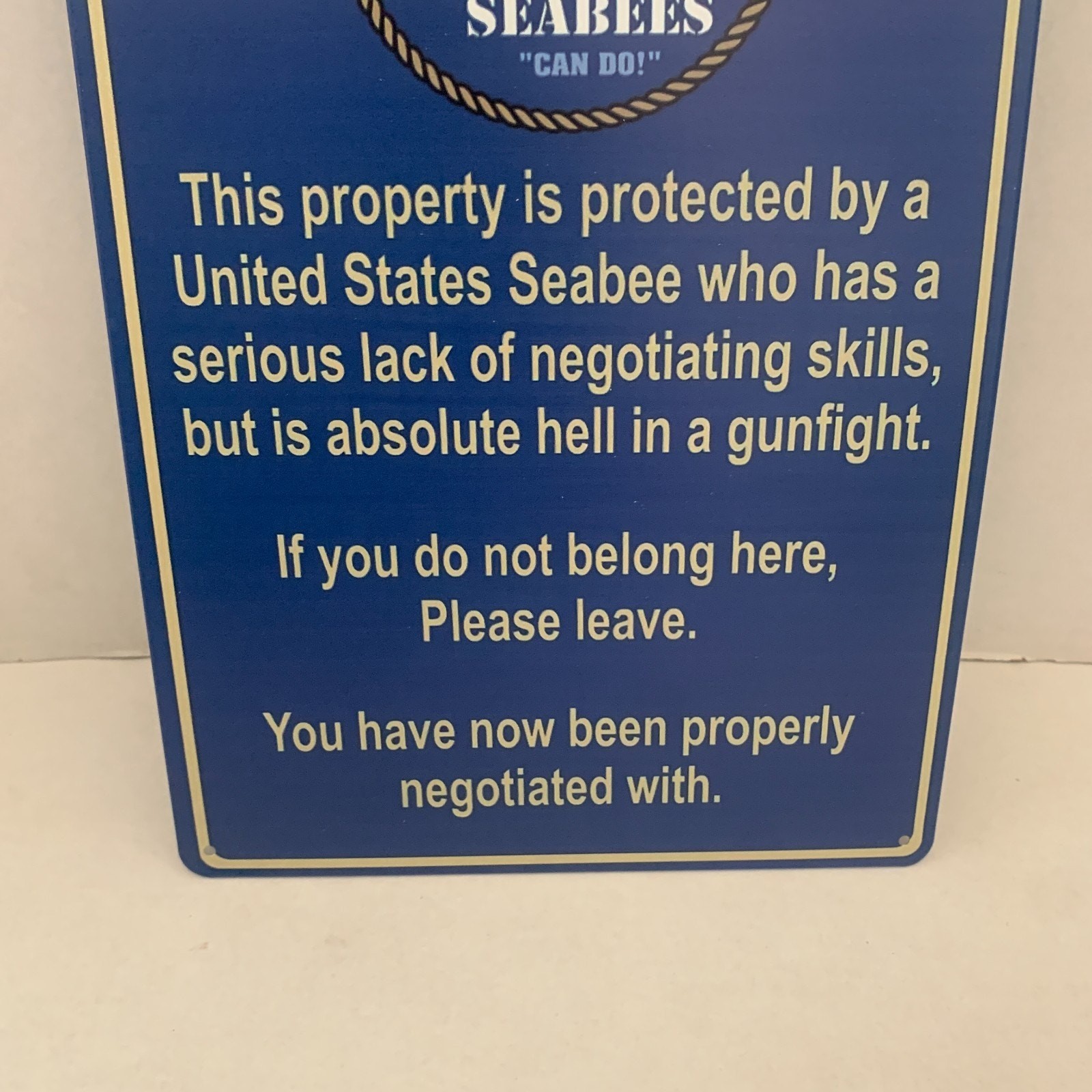 Navy This Property Protected By United States Seabees 12″ x 8″ Metal Sign Decor