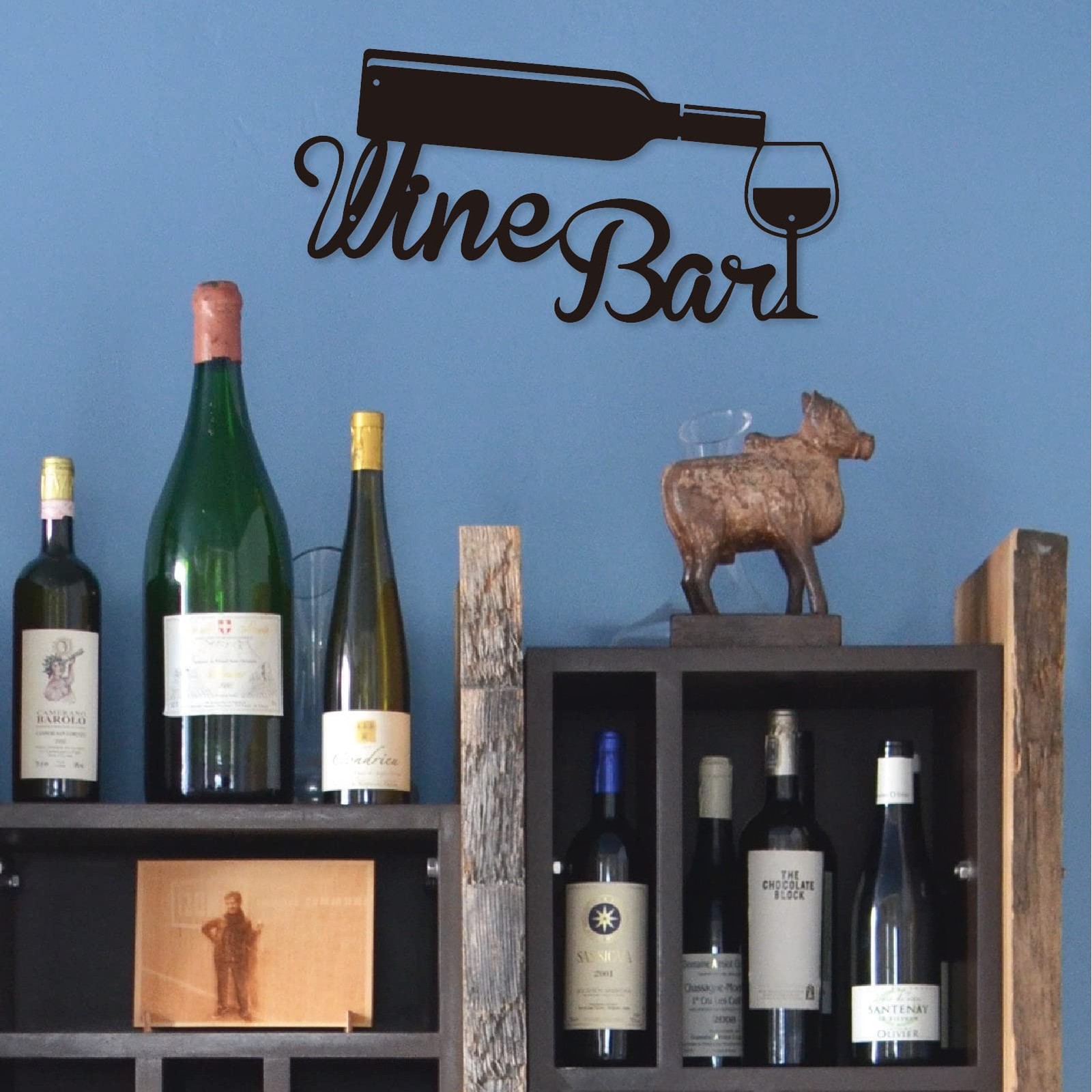 Monlyey Wine Bar Metal Sign for Wall Decor, Vintage 12″L x 6″W, Black