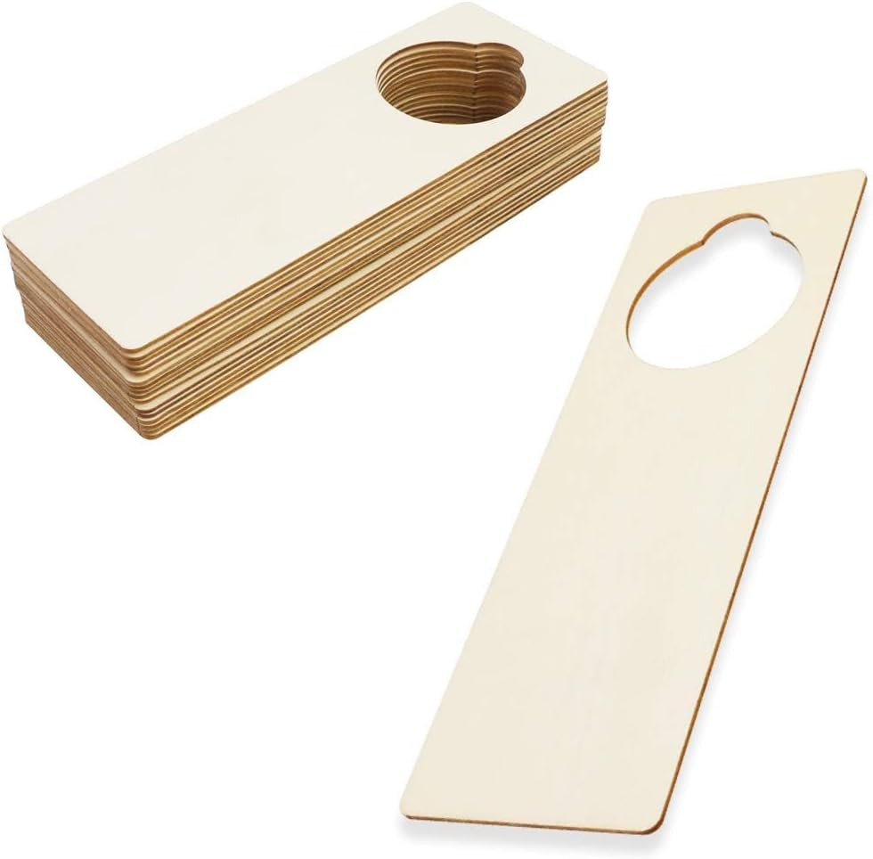 16 PCS 9.5″X 3.25″ X 0.1″ Unfinished Wooden Door Knob Hangers – Blank for DIY Cr