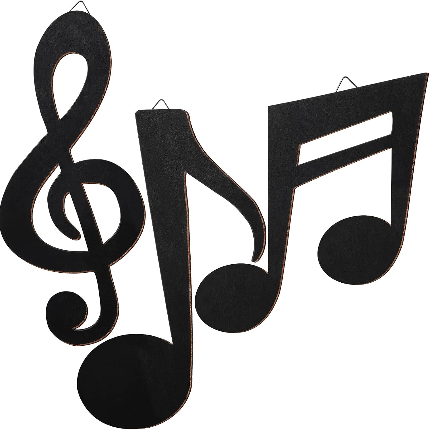 3 Pieces Music Notes Wall Decor Black Treble Clef Wooden Hanging Wall Art Music