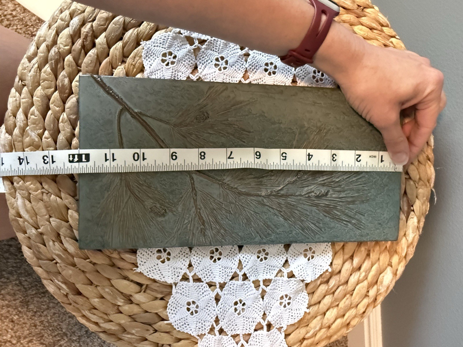 Deborah Childress Pine Cone Branch Relief Wall Art Verdigris Plaque 6×12