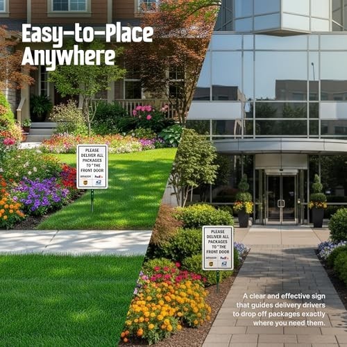 10×7 Inch Front Door Package Delivery Sign – Rustproof Aluminum, Laminated, Yard