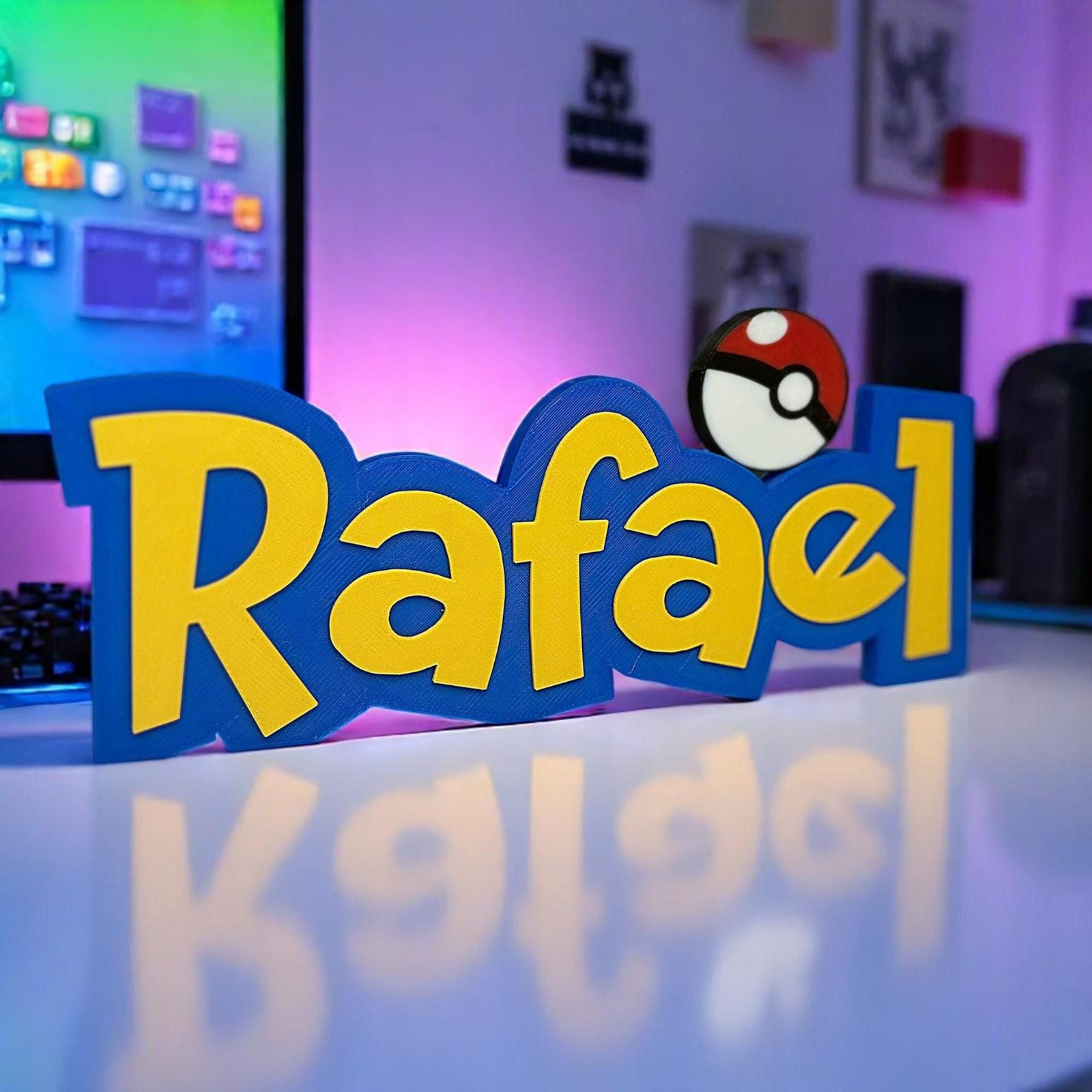 Personalized Pokémon‑Style Name Sign – Custom 3D Printed Kids Room Decor, Gamer