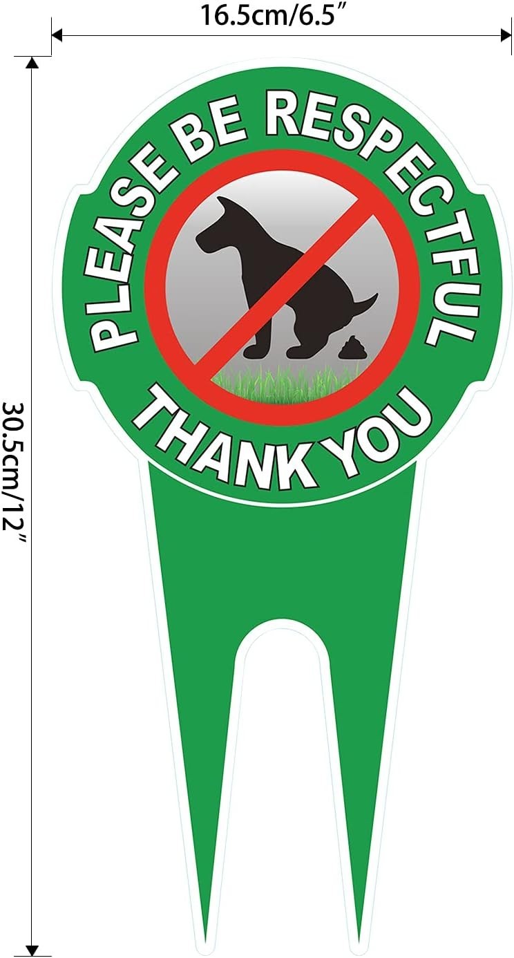 Eco-Friendly Aluminum 2 Pack No Poop Signs – 12″ x 6″ Easy Install with Stakes