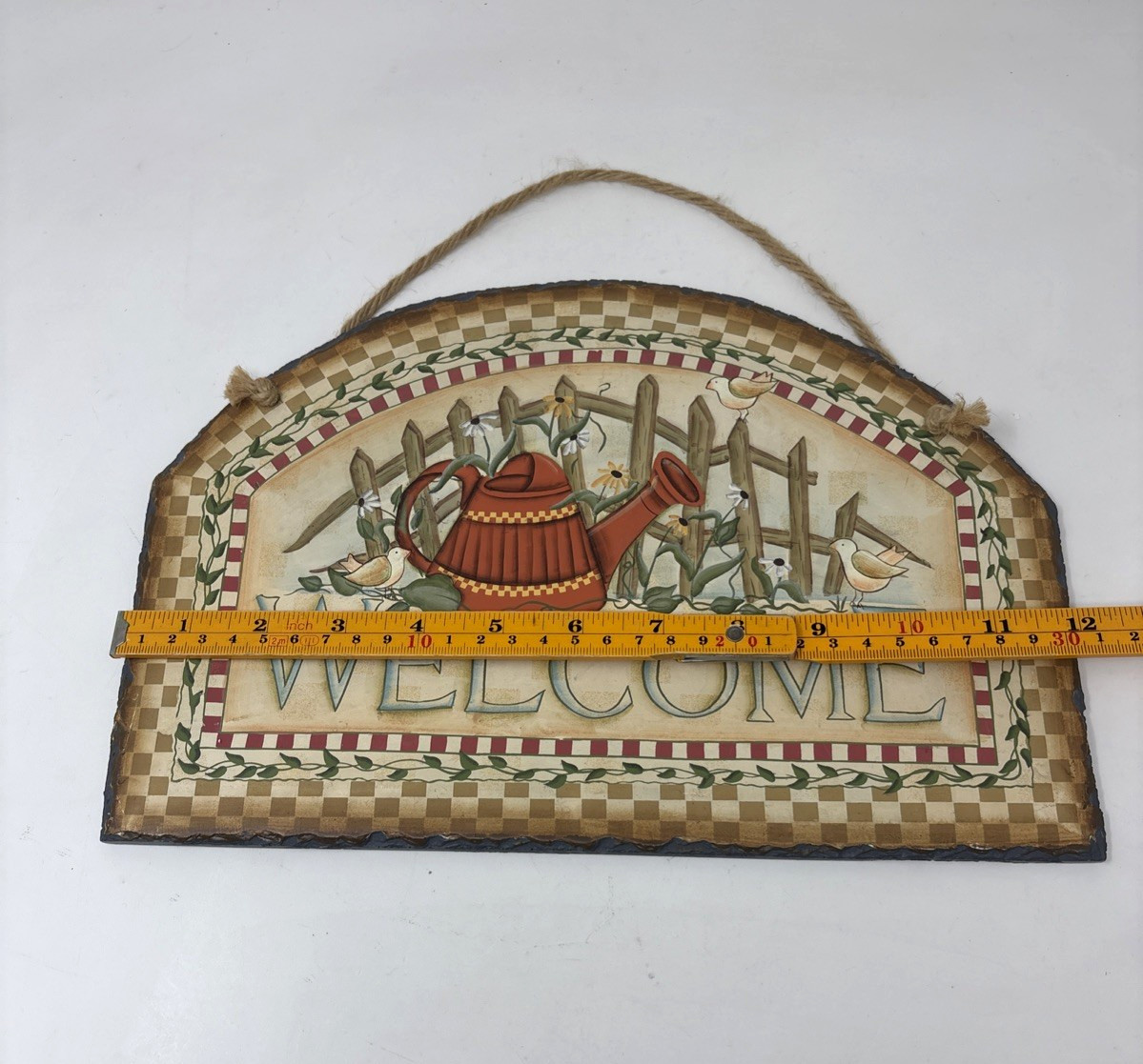 Crazy Mountain Summer Country Garden WELCOME SIGN Wall Decor Watering Can Birds