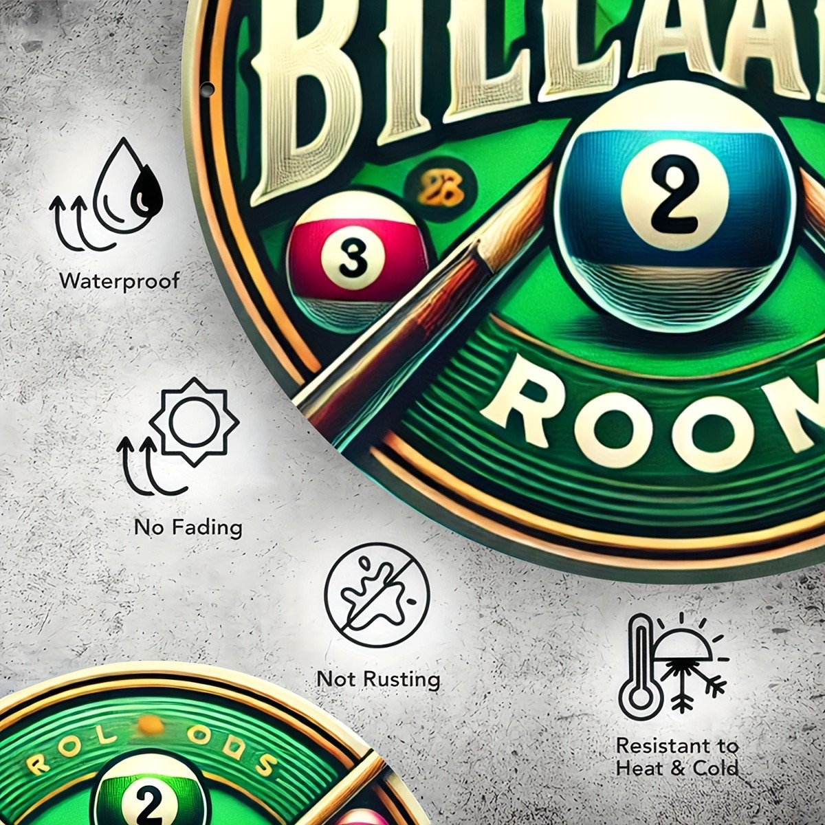Tin Metal Signs Vintage Billiards Metal Aluminum Wall Art Sign,8x8inch (20x20cm)