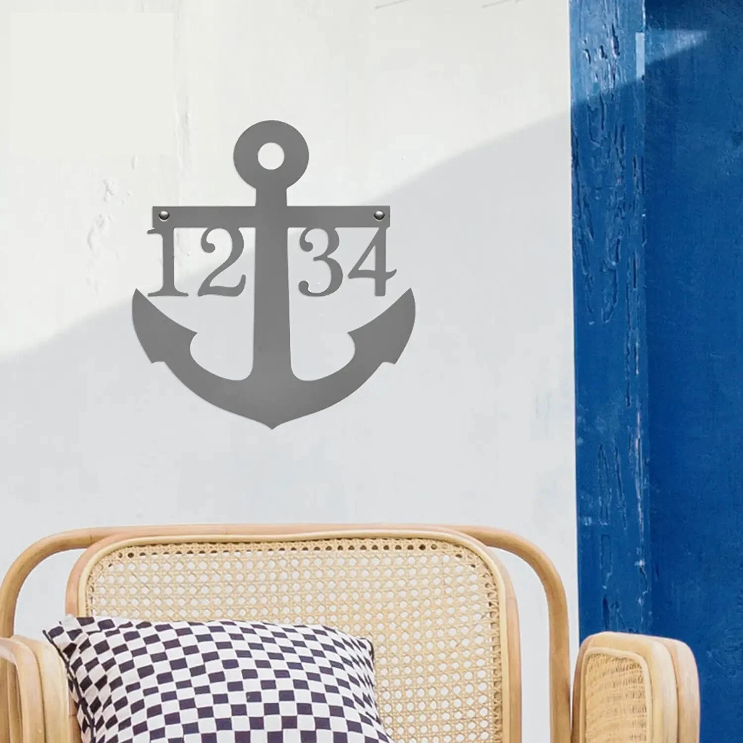 Personalized Anchor Address Plaque Metal Sign House Numbers Nautical Wall Decor