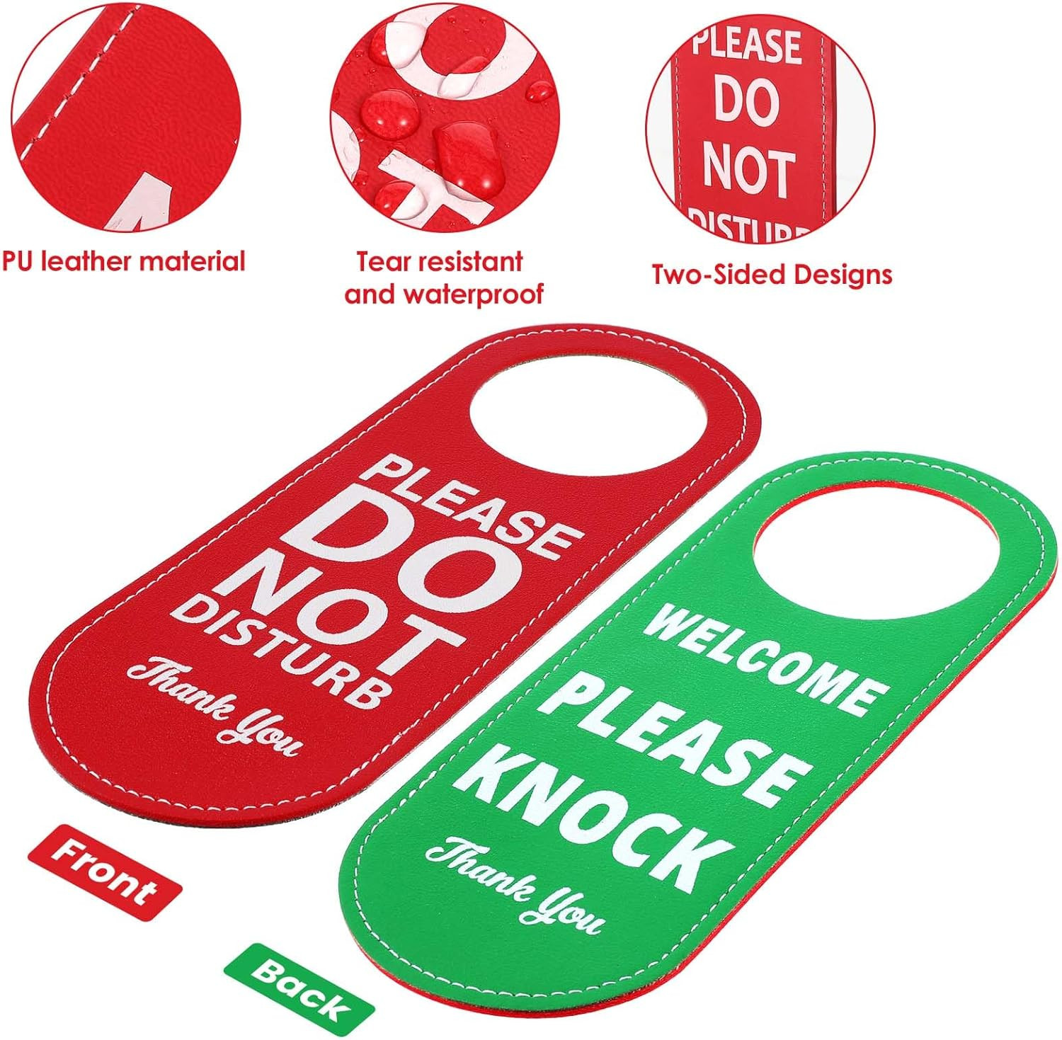 PU Leather Please Do Not Disturb Sign and Welcome Please Knock Sign, Door Knob P