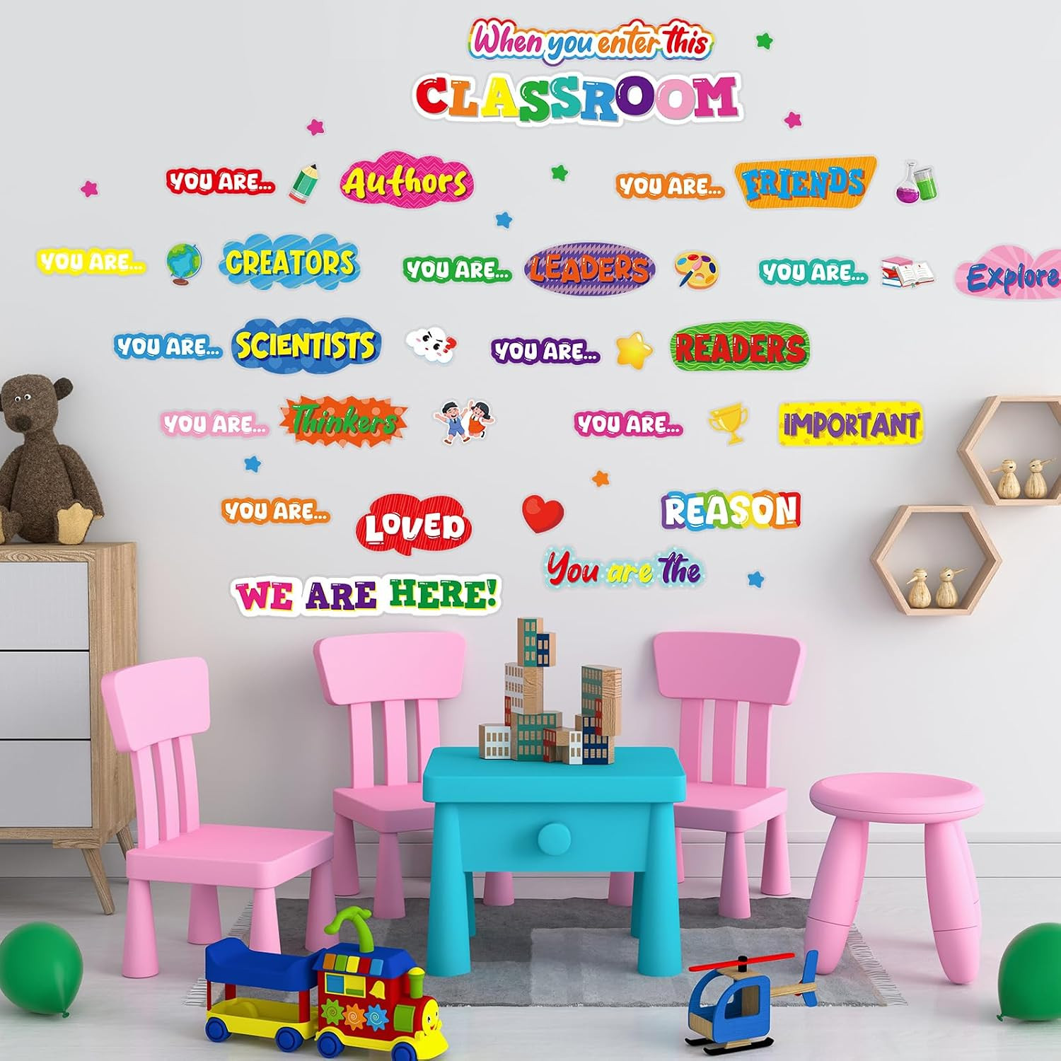 Back to School Classroom Door Decoration Set, Welcome Window Cling Stickers for