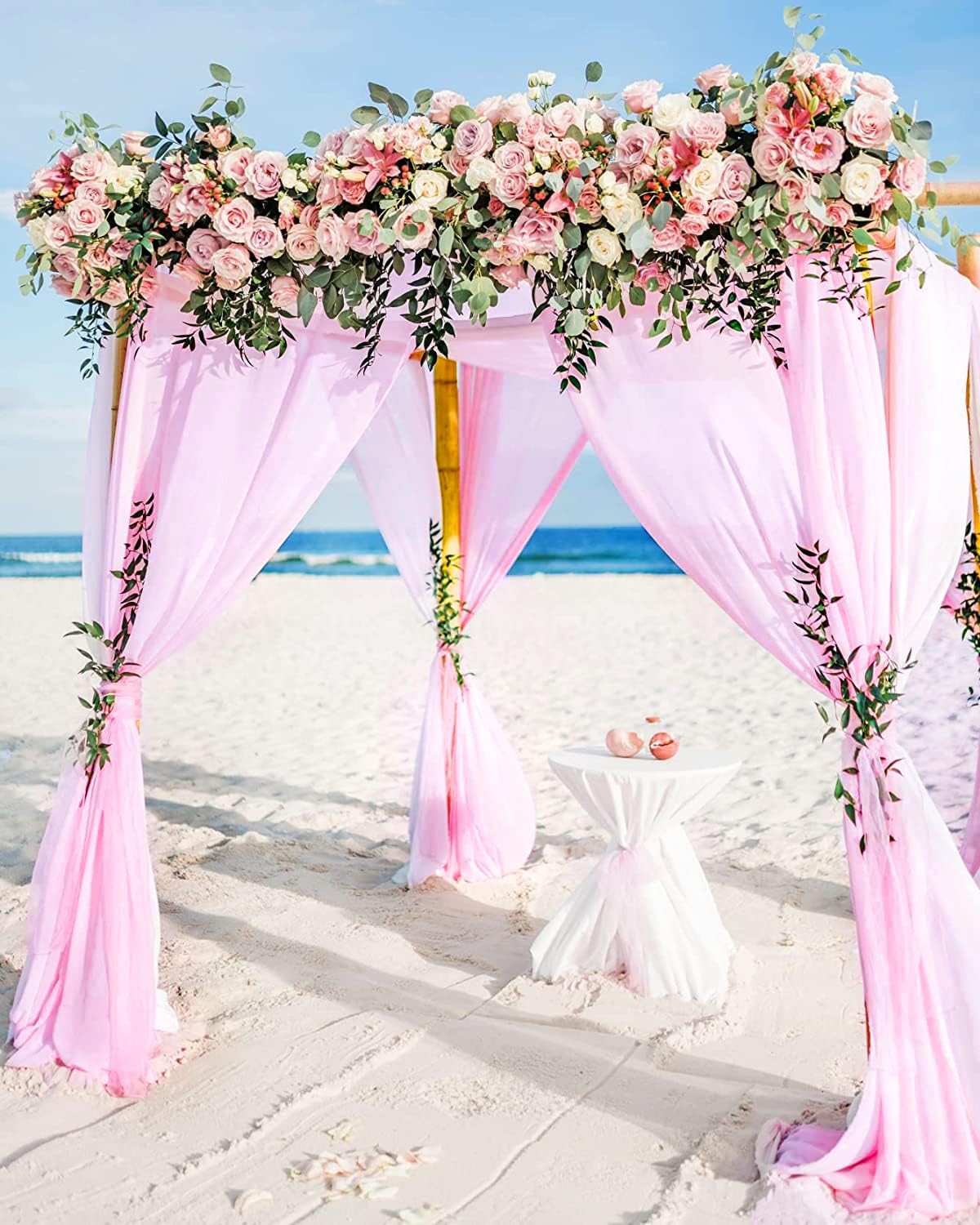 2 PCS Chiffon Backdrop Curtains Pink Sheer Panels 28×108 Inch Wedding Drapes