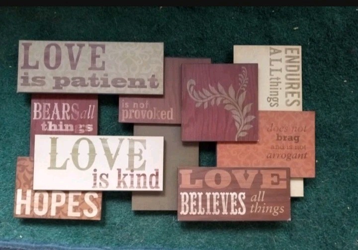 Inspirational Wall Decor Love Quotes Wooden Wall Plaque, Brown Beige Cream Decor