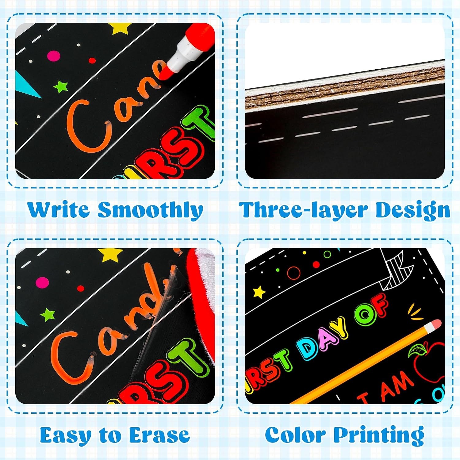 Lightweight Double-Sided 12×10 Back to School Black Board for Kids & Teachers