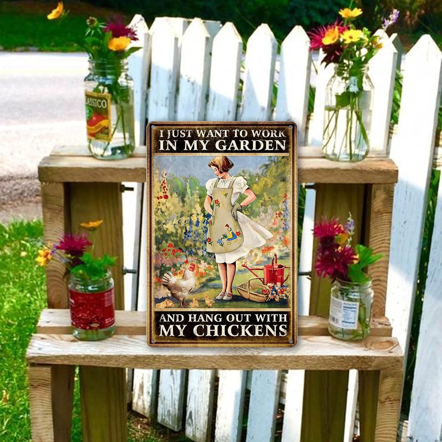 Chicken Signs for Coop Funny Garden Metal Tin Sign Vintage Chicken Sign Decor