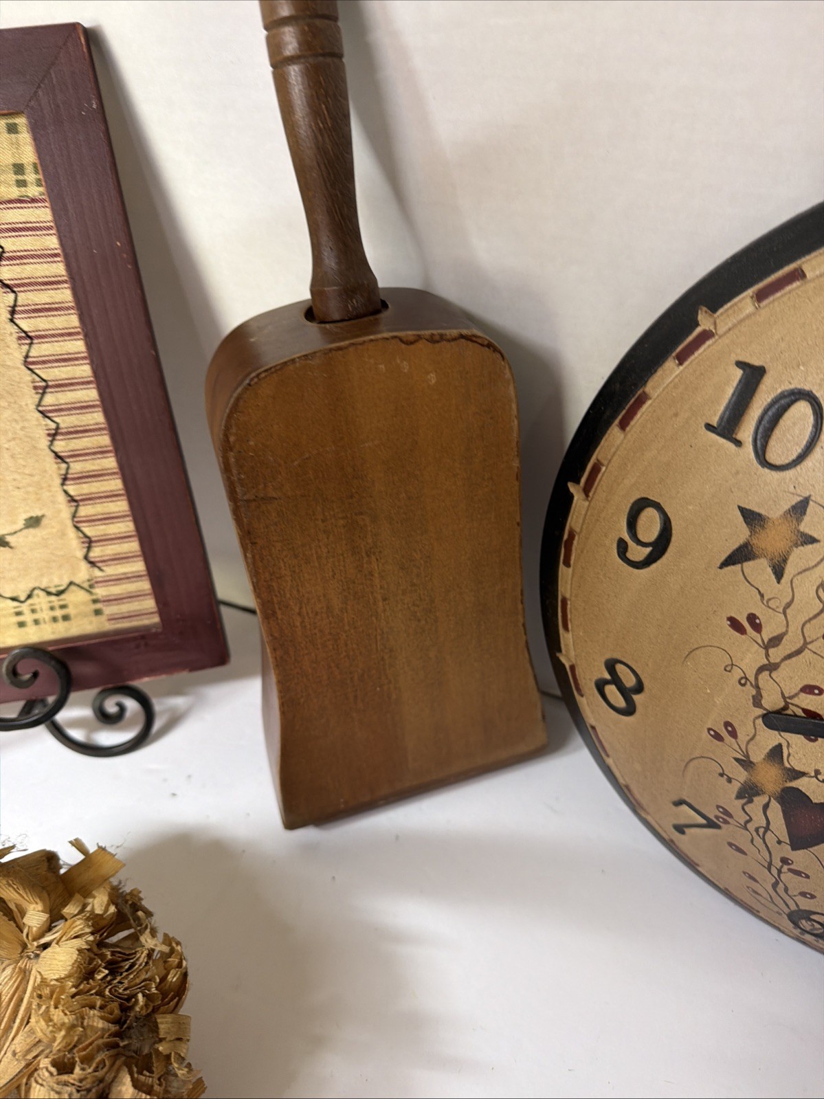 Lot Of Vintage Primitive Country Decor Farmhouse Wooden Scoop Clock Star Ladder
