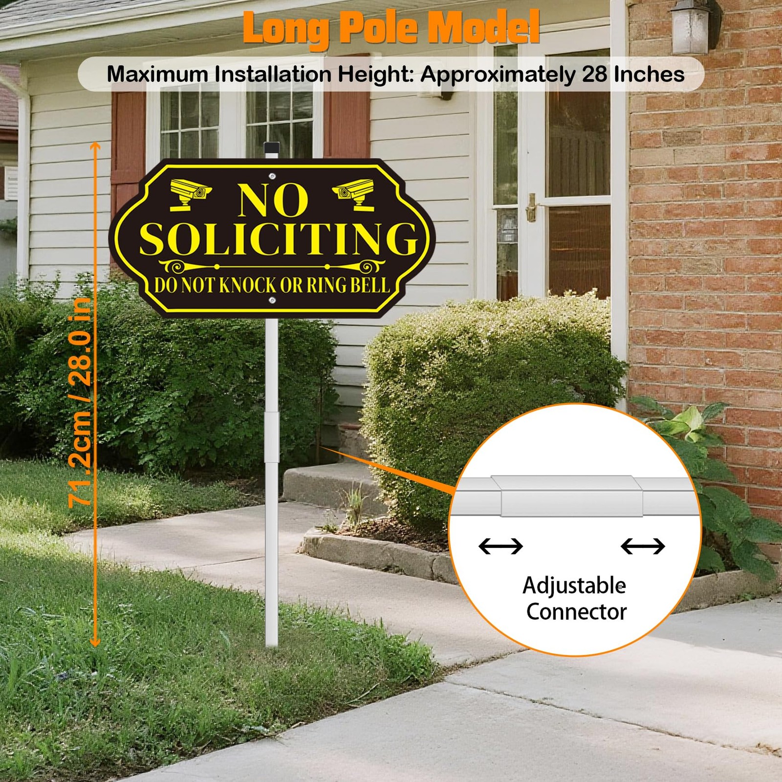No Soliciting Sign with Stake for House, Aluminum 14″x 7″ Outdoor Yard Sign