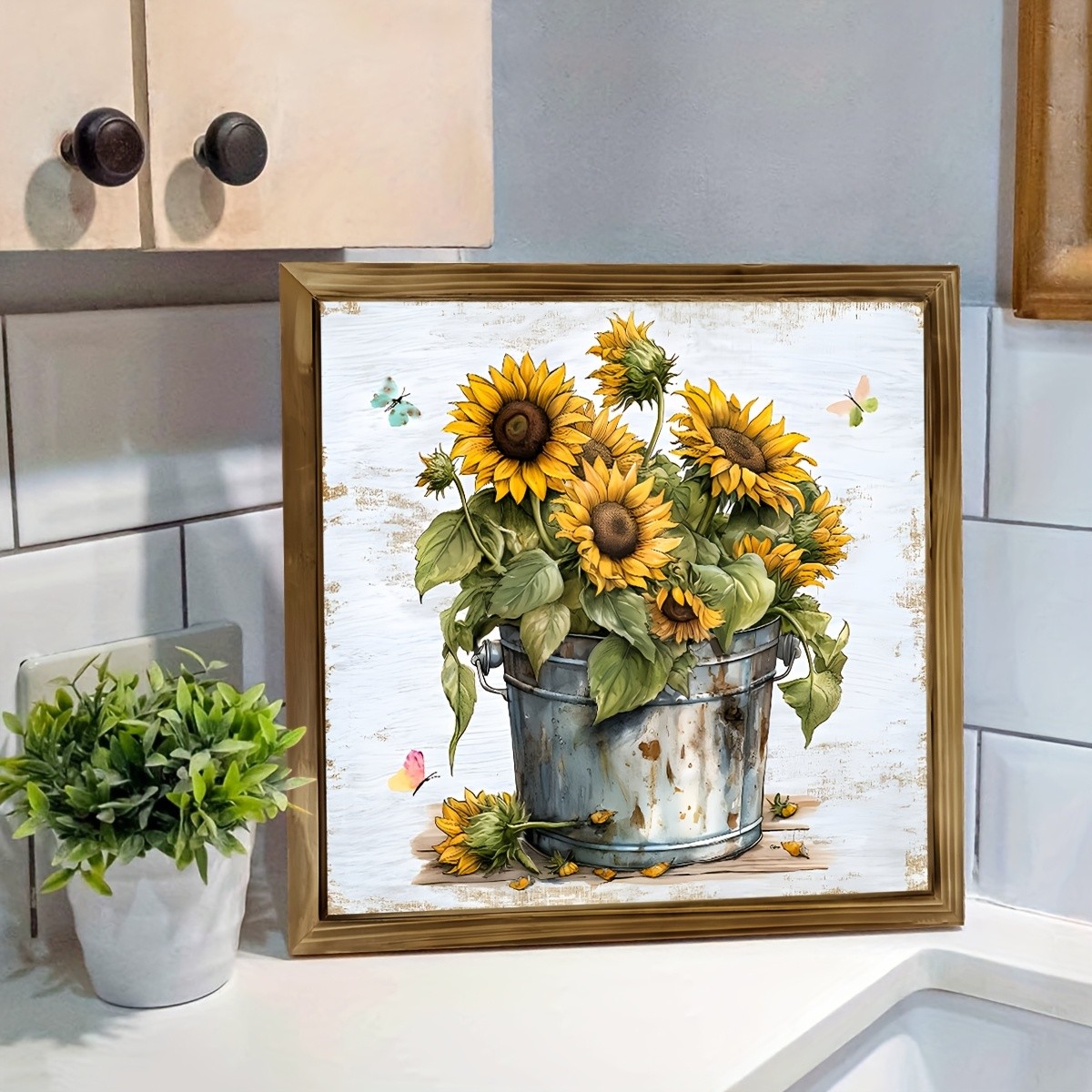 2D Wooden Sign Sunflower Art Deco Indoor Room Bedroom Desktop Shelves Wall Decor