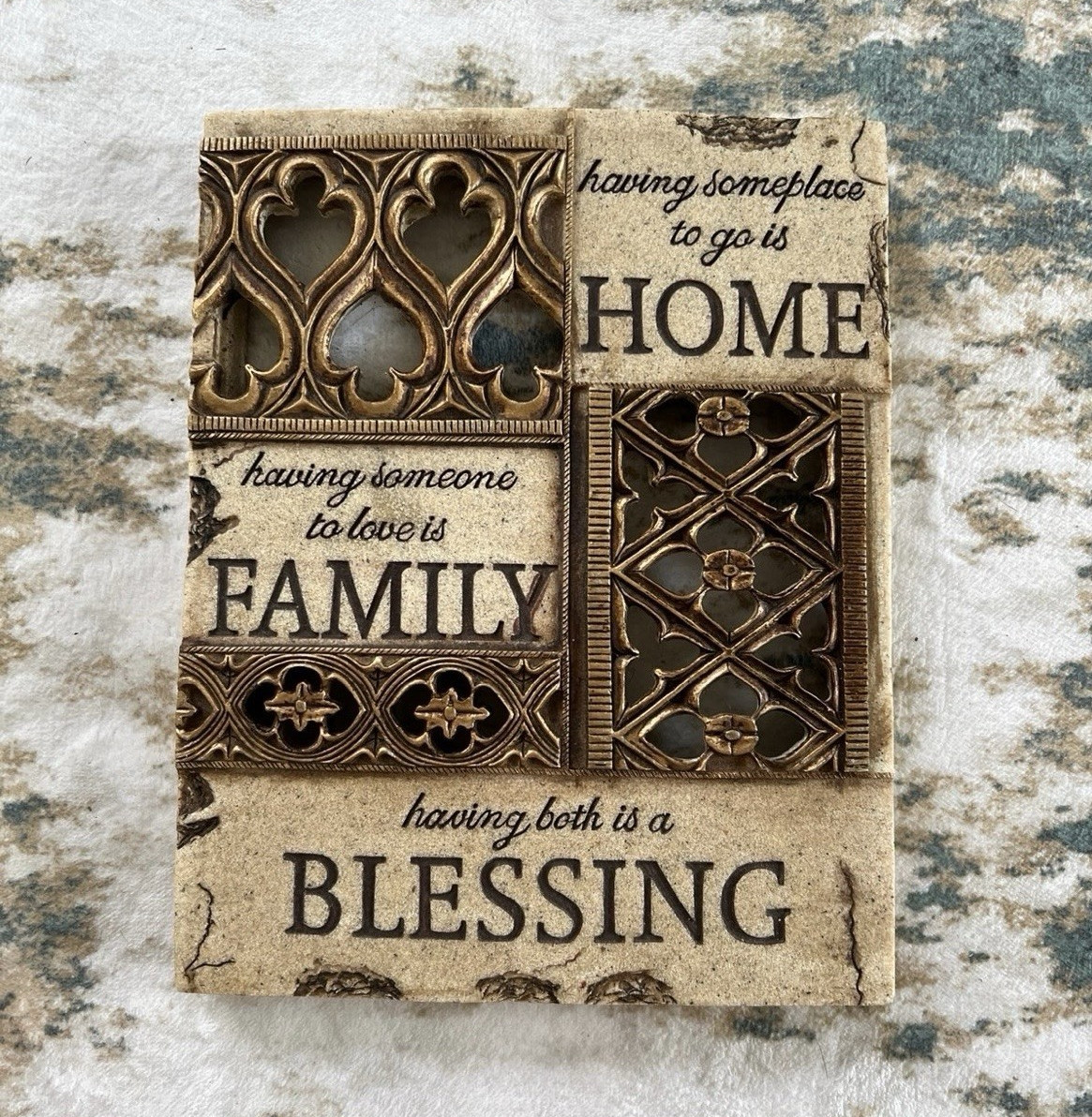 New View Resin Home Family Blessing Wall Plaque, Rectangular, Beige/Brown