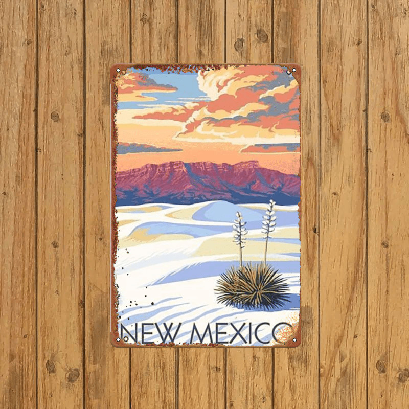 Vintage New Mexico Landscape Retro Metal Sign Southwest Travel Home Decoration