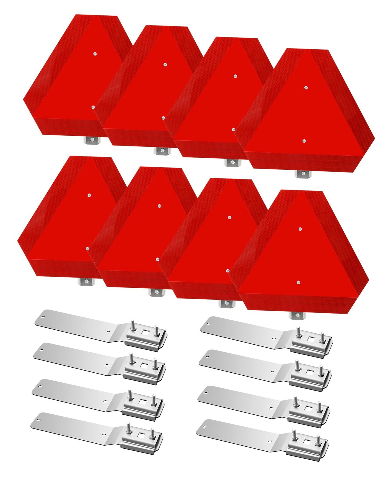 8 Sets Slow Moving Vehicle Triangle with Mounting Bracket, red 14 x 16 Inch