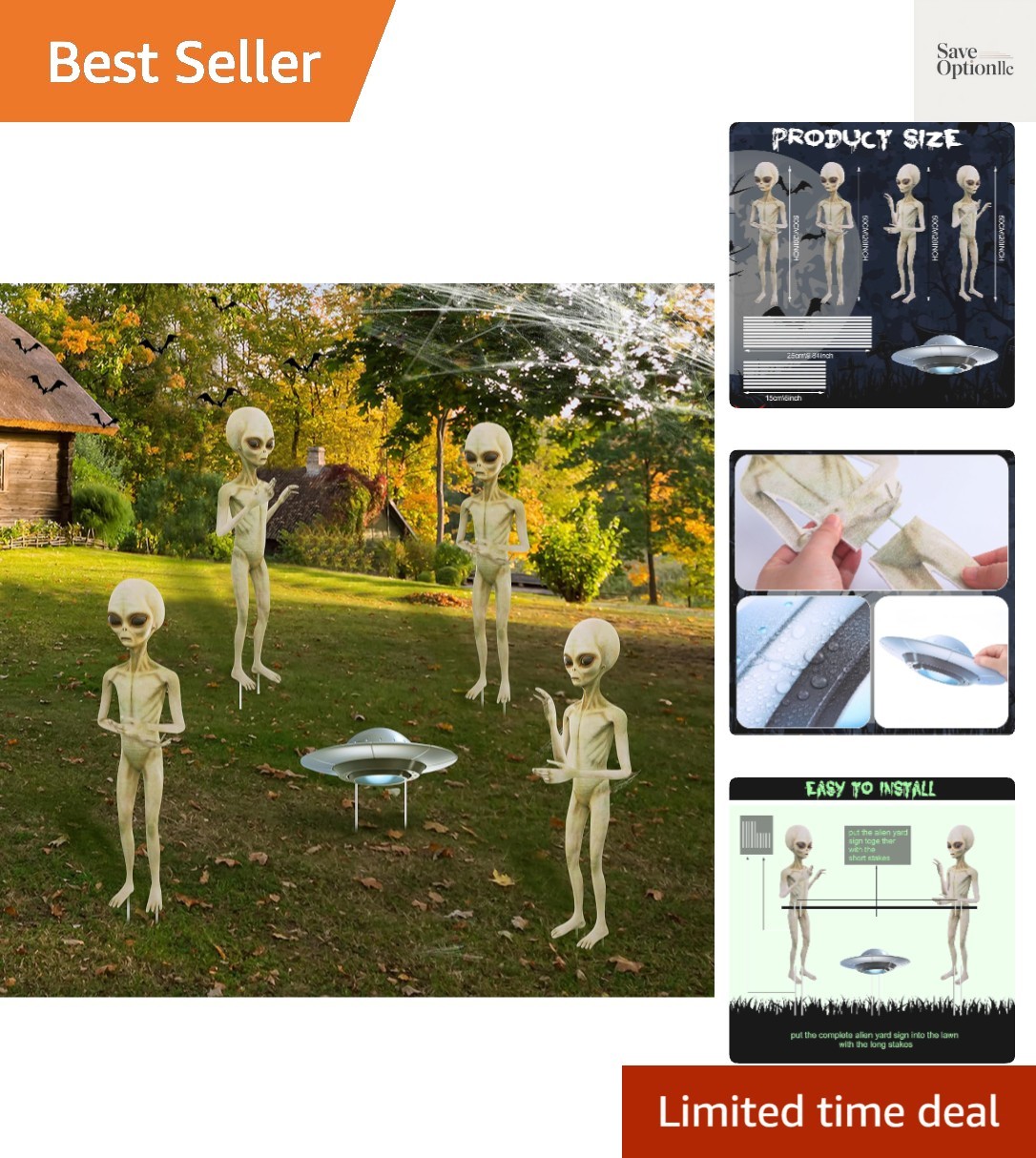 5 Pieces Halloween Yard Sign Full Body Large Alien Outdoor UFO Scary Decorati…