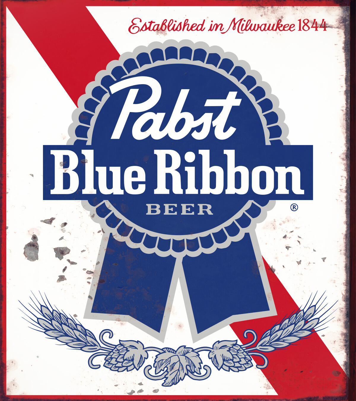 Pabst Blue Ribbon. 8 x 10 in aluminum sign