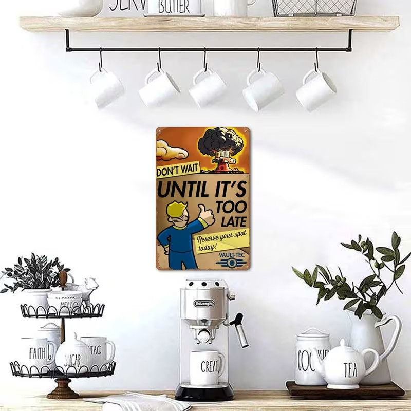 Vintage Fallout-Themed Metal Wall Art Sign – 8×12 Inch Metal Wall Art Sign 1pc