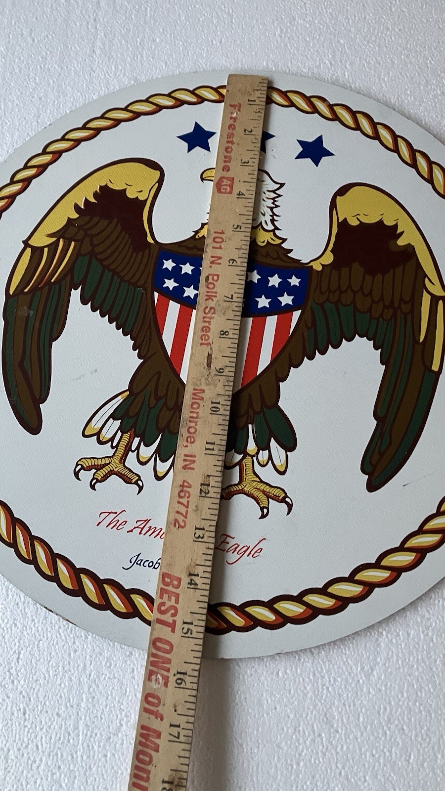 Vintage Jacob Zook American Eagle & Shield Barn Sign Americana 15-16”