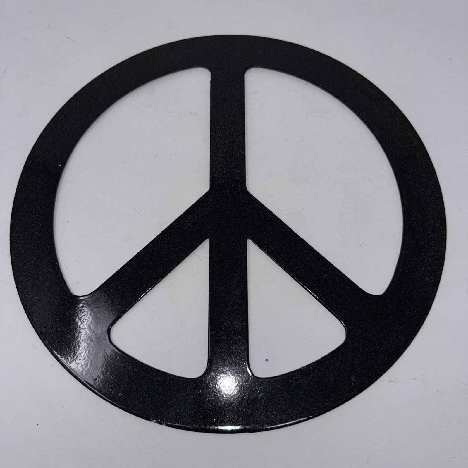 Peace Sign Symbol Metal Sparkle Plasma Cut Metal Wall Art 14” Diameter Vintage