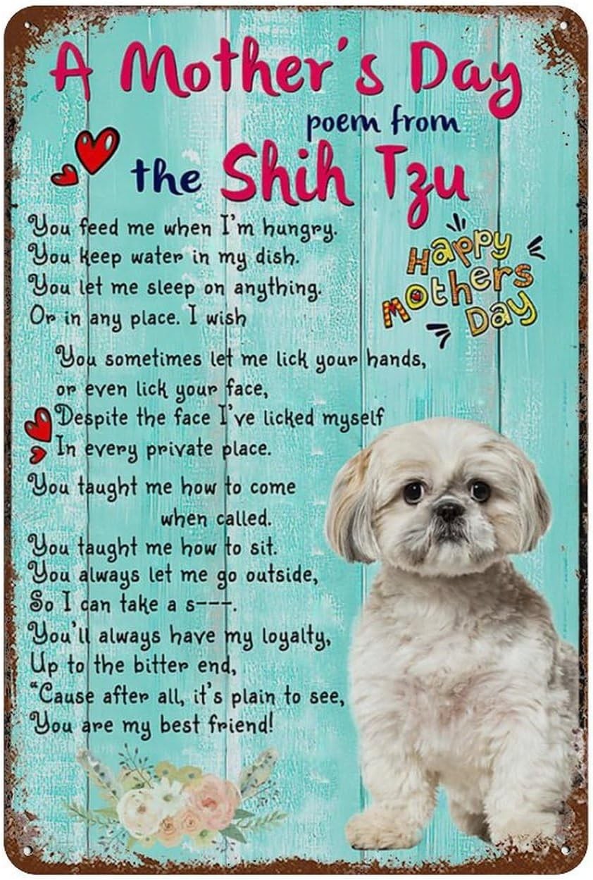 Funny Tin Metal Signs Vintage Shih Tzu My Best Friend Funny Retro Vintage Alumin