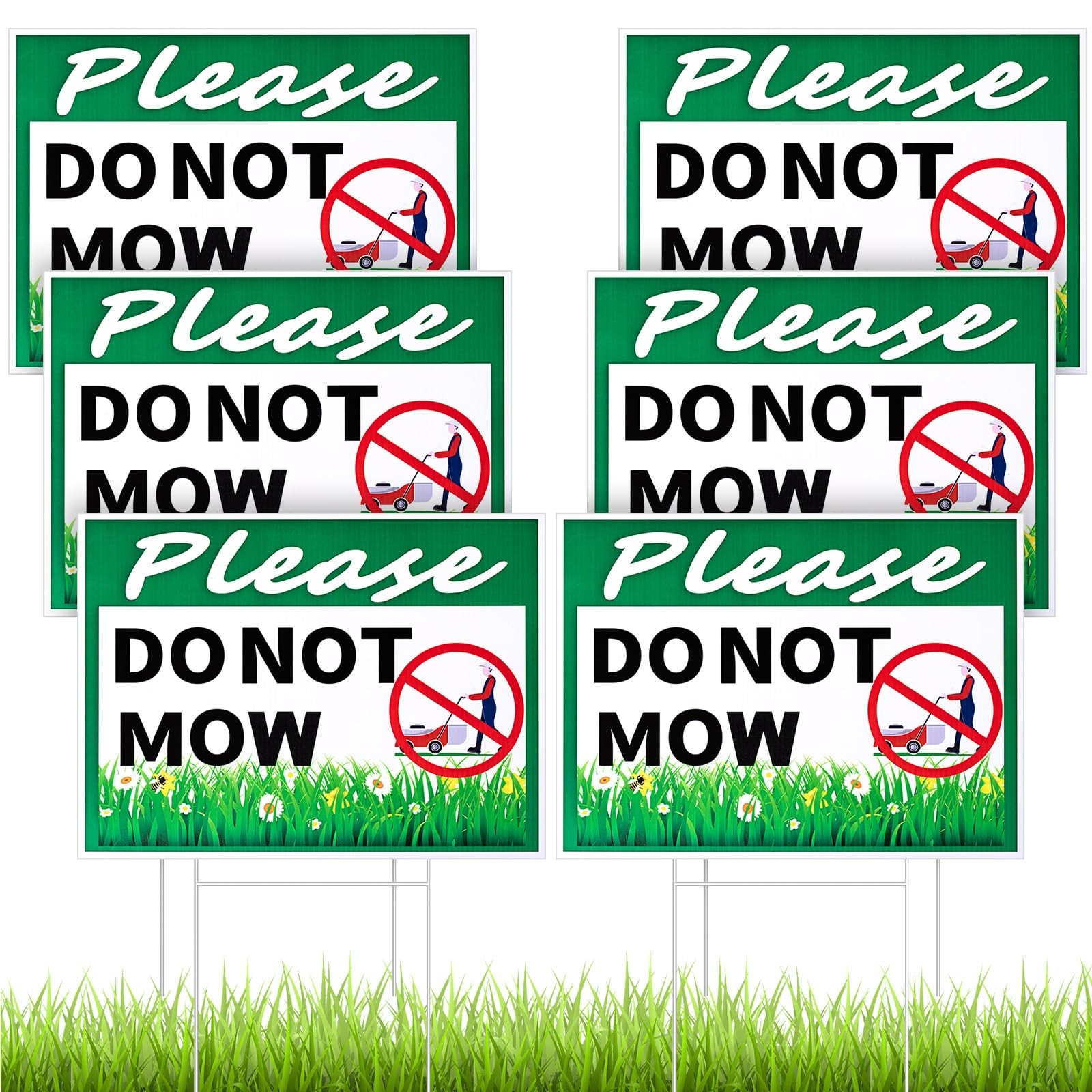 6 Pcs Please Do Not Mow Sign with Metal H Stake 12 x 9 Inches No Mow May Yard…