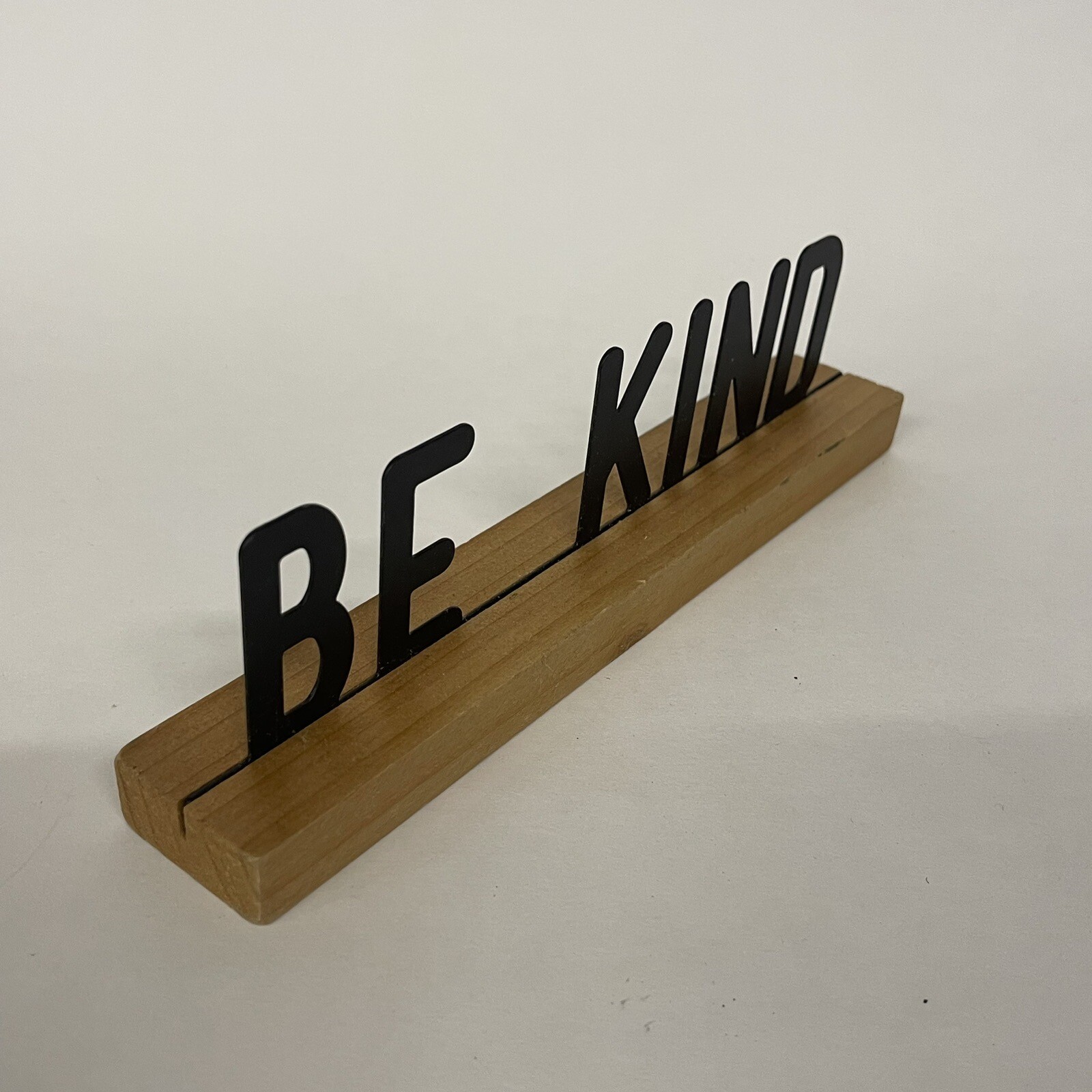 Wooden Base Metal Letter Ledge Decorative Home Decor Display 9x2x1.5” BE KIND