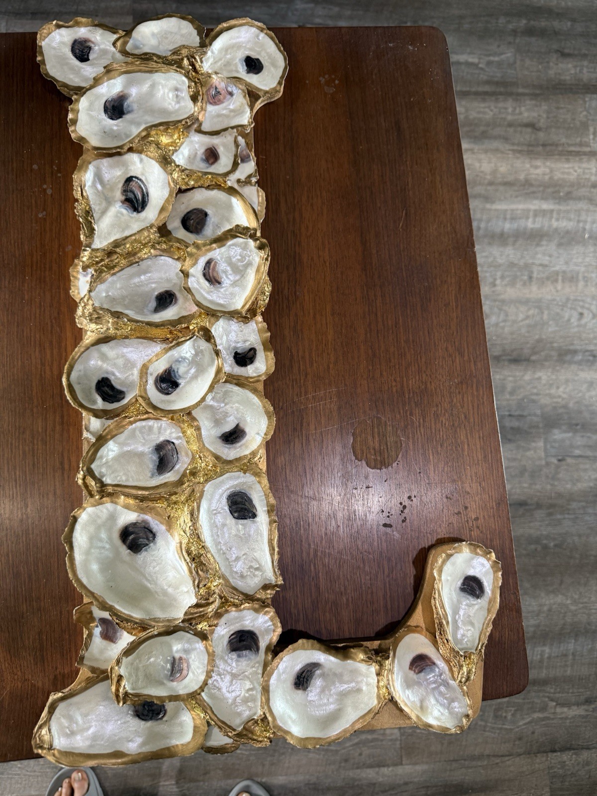 Stunning Handmade 24″x 14″Oyster Shell Decorative Letter “L”