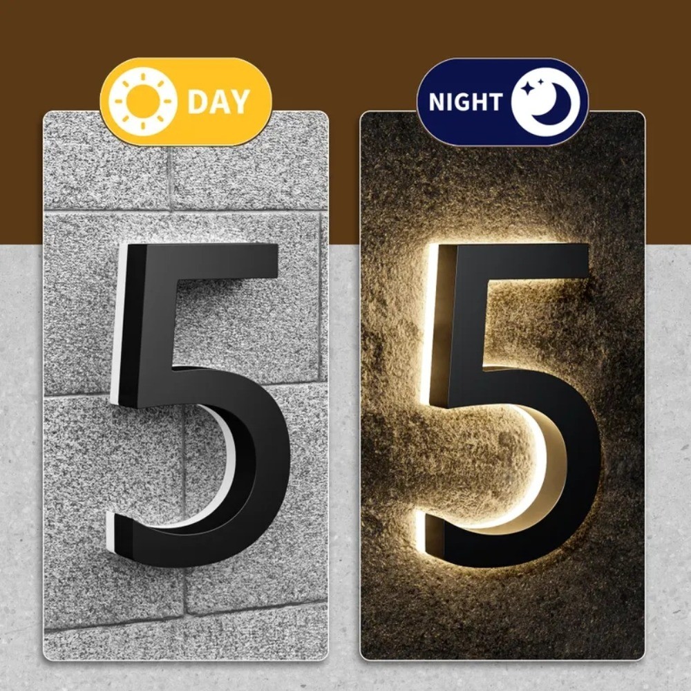 LED House Number Light Metal Illuminated House Sign Address Sign Home Door Sign