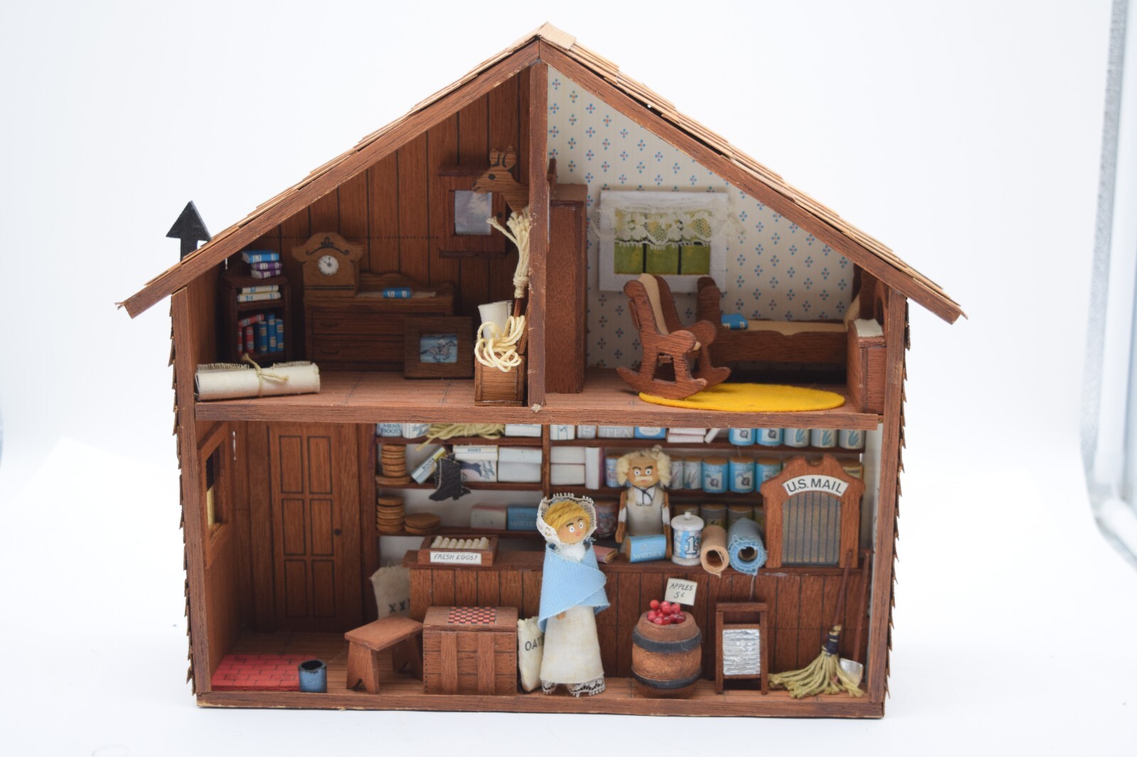3D General Store Post Office Wooden Shelf Wall Art Home Decor Diorama Dollhouse