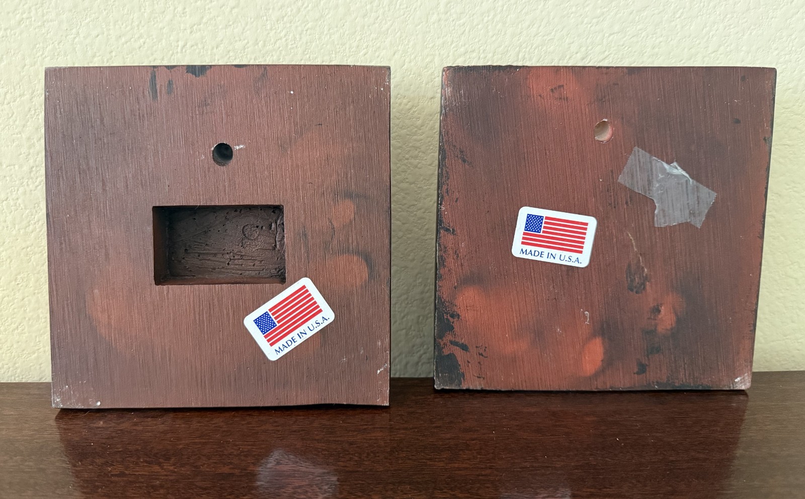 Pair of Decorative Wall Plaques (resin) 6 1/2″ square