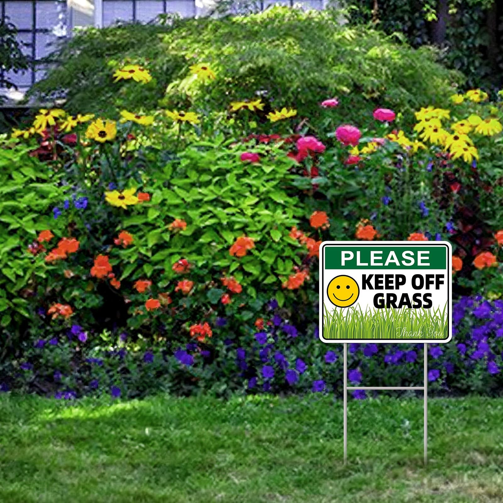 GXGGUS Keep Off Grass Sign, 2-Pack 13″x10″ H-Metal Stakes, Double-Sided Signs…