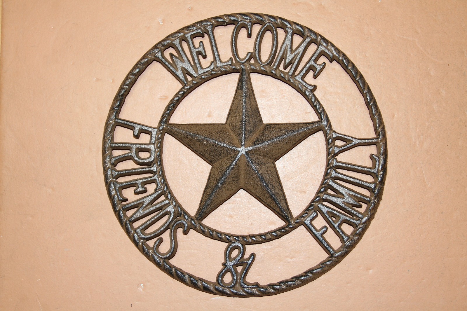 (1) Rustic Texas Welcome Plaque Heavy Cast Iron, 11 inch, H-109