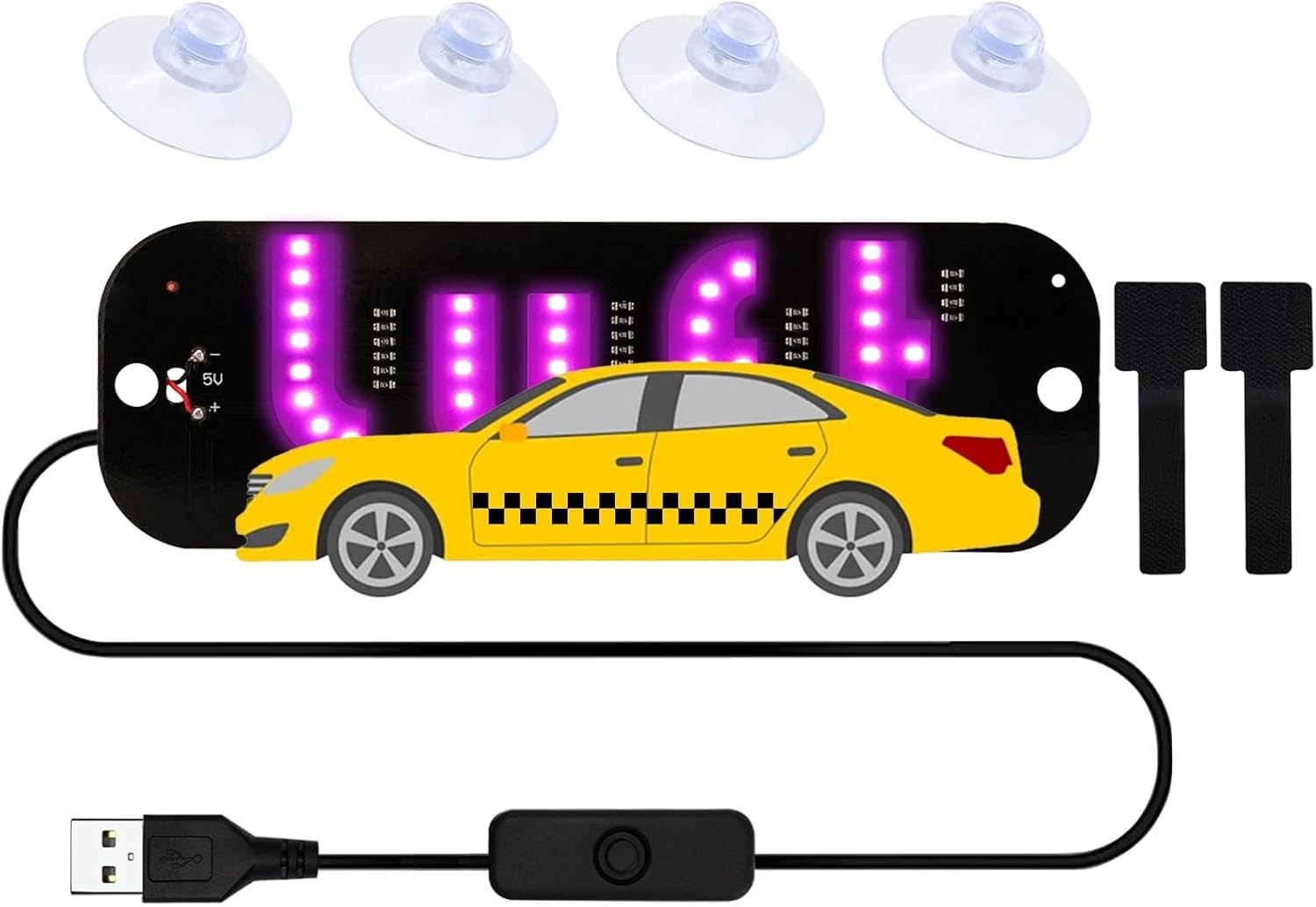 LED Light for Car, Sign Car Windshield, Taxi Decal Style B：Pink