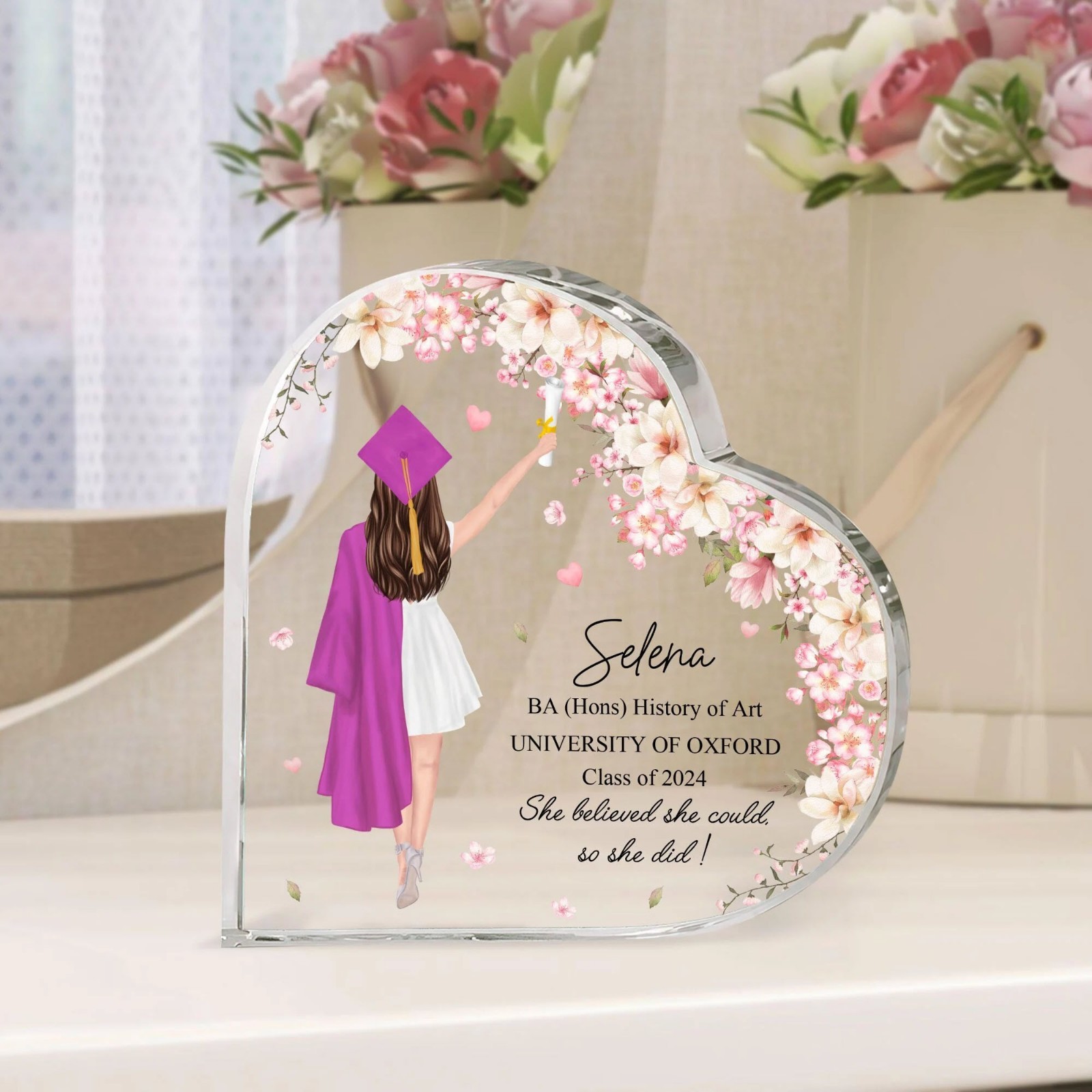 Personalized Graduation Heart Acrylic Plaque College & High School Gift for Her