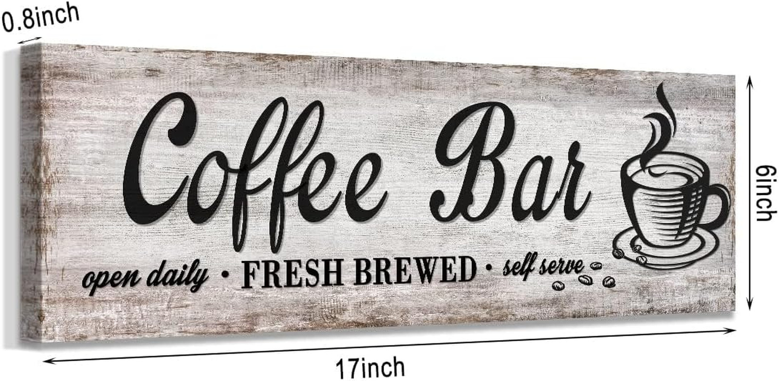 Rustic Wood Grain Coffee Station Decor – Retro Coffee Bar Signs for Kitchen – Se